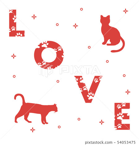 Cats and and the inscription love with traces Cats and and the inscription love with traces 54053475