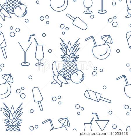 Cocktails, ice cream, pineapple, orange, banana Cocktails, ice cream, pineapple, orange, banana 54053528