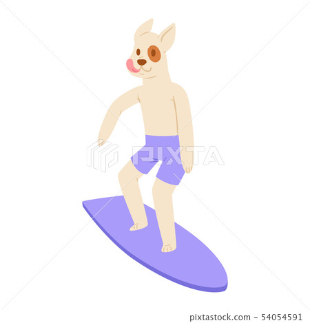 Surf vector dog animal surfer character surfing on surfboard illustration animalistic set of cartoon 54054591