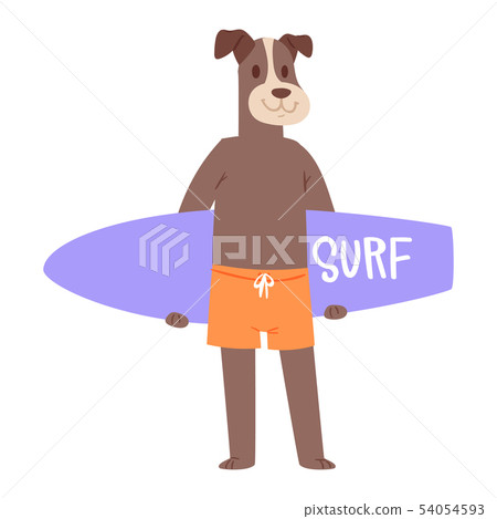 Surf vector dog animal surfer character surfing on surfboard illustration animalistic set of cartoon Surf vector dog animal surfer character surfing on surfboard illustration animalistic set of cartoon 54054593