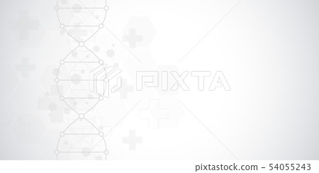 DNA strand and molecular structure. Genetic engineering or laboratory research. Background texture 54055243