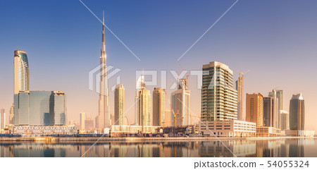 Panoramic view of Dubai Business bay, UAE 54055324