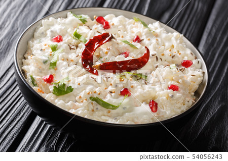 Indian Curd rice with carrots, pomegranate and Indian Curd rice with carrots, pomegranate and 54056243