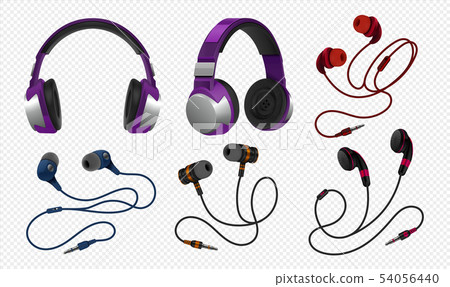 Realistic headset. Wireless gaming earphones with mic and and corded studio monitor headphones for Realistic headset. Wireless gaming earphones with mic and and corded studio monitor headphones for 54056440