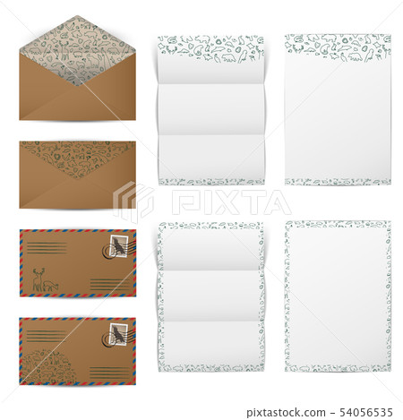 Envelopes and blank papers with animal pattern Envelopes and blank papers with animal pattern 54056535