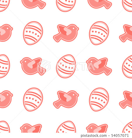 Vector seamless pattern with Easter eggs, birds 54057071