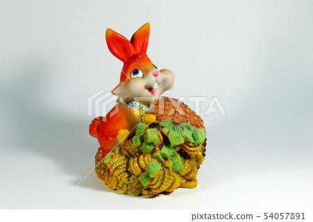 hare piggy Bank on white background hare piggy Bank on white background 54057891