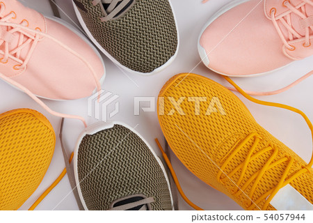 Close-up of different sport running shoes Close-up of different sport running shoes 54057944