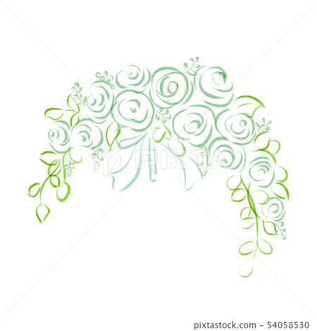 白玫瑰新月形花束 插圖素材 圖庫 白玫瑰新月形花束 插圖素材 圖庫