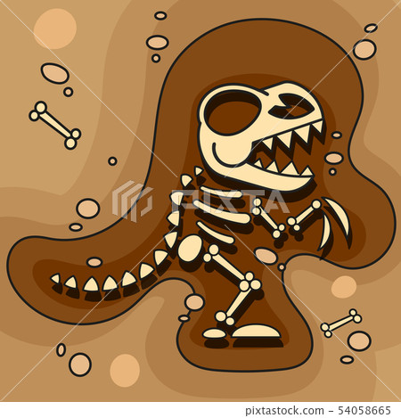 Archeology. Dinosaur Skeleton In Ground. 54058665