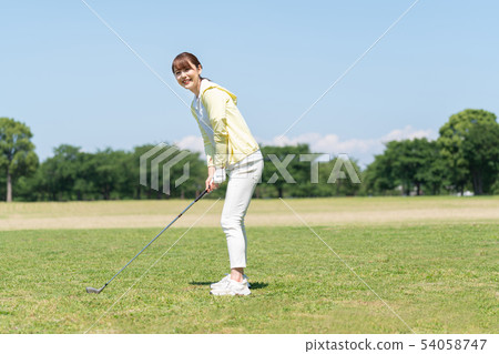 高爾夫女高爾夫球場高爾夫球手形象 54058747