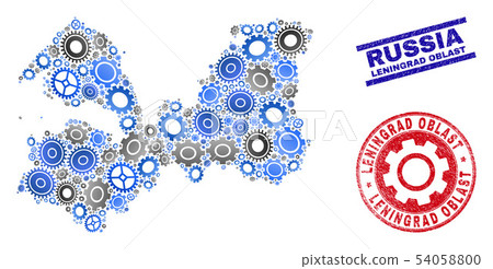 Service Composition Vector Leningrad Region Map and Grunge Seals 54058800