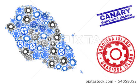 Wheel Composition Vector Graciosa Island Map and Grunge Seals Wheel Composition Vector Graciosa Island Map and Grunge Seals 54059352