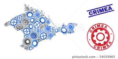 Mechanics Composition Vector Crimea Map and Grunge Seals 54059965