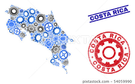 Industrial Composition Vector Costa Rica Map and Grunge Stamps Industrial Composition Vector Costa Rica Map and Grunge Stamps 54059990