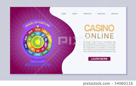 Online casino, internet gambling, wheel of fortune. Website homepage interface UI vector template 54060118