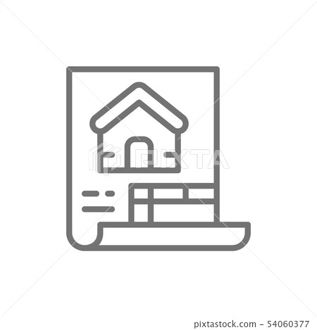 Estimate, construction document, house plan line icon. 54060377