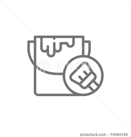 Paint bucket, paint can, paintbrush line icon. 54060380