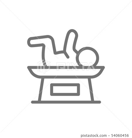 Baby on scale, weight scale for infant line icon. Baby on scale, weight scale for infant line icon. 54060456