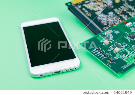Smartphone board electronics parts network digital image 54061949