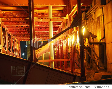 Asakusa, light up of steel frame under Azumabashi 54063333