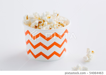 close up of popcorn in disposable paper cups close up of popcorn in disposable paper cups 54064463