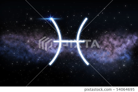 pisces zodiac sign over night sky and galaxy 54064695