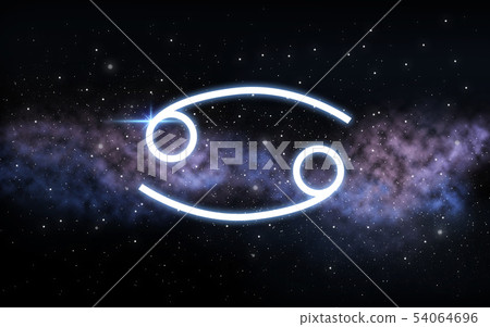 cancer zodiac sign over night sky and galaxy 54064696
