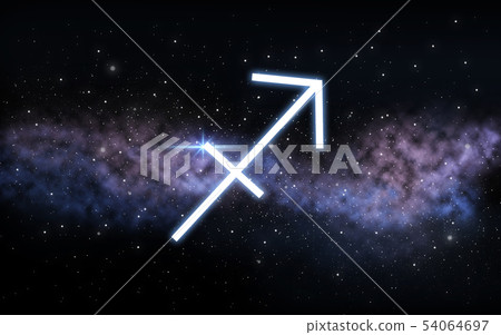 sagittarius zodiac sign over night sky and galaxy 54064697