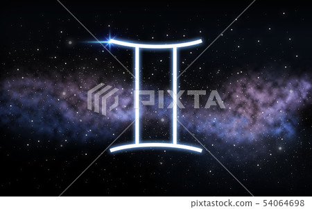 gemini zodiac sign over night sky and galaxy 54064698