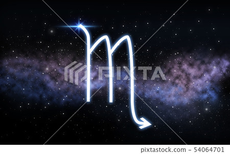 scorpio zodiac sign over night sky and galaxy 54064701