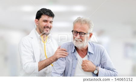 Doctor checking patient health in hospital office. 54065152