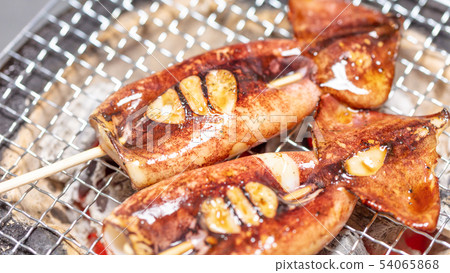 Squid_charcoal-grilled (charcoal grilled, grilled grilled, seven rings, one person, home drinking, barbecue, BBQ, grilled meat, beef 54065868