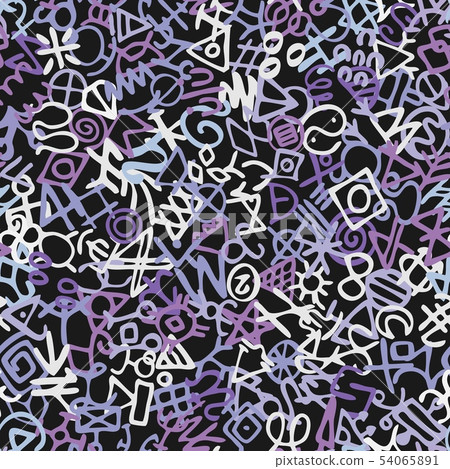 Hand drawn vector seamless pattern with glyphs...-插圖素材 [54065891] - PIXTA圖庫