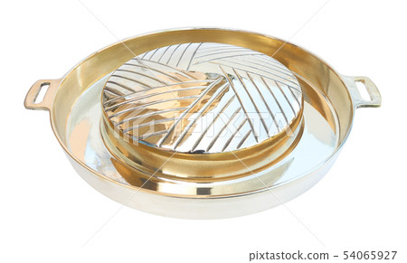 Brass pan barbecue on white background. 54065927