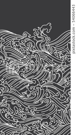 Japan ocean wave seamless black background 54066443