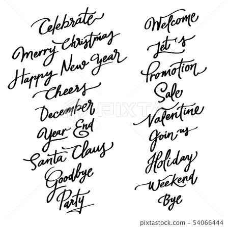 Calligraphy text for New Year and Christmas celebr 54066444