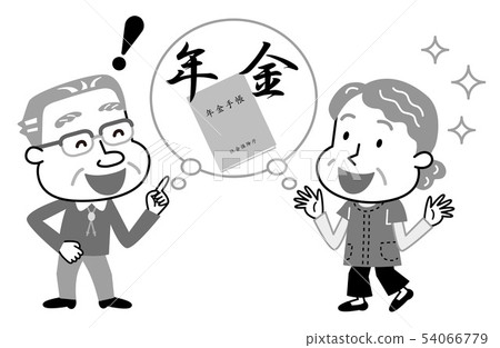 退休金老人單色插圖 退休金老人單色插圖 54066779