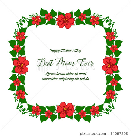 Vector illustration various abstract green leafy flower frame with card of best mom 54067208