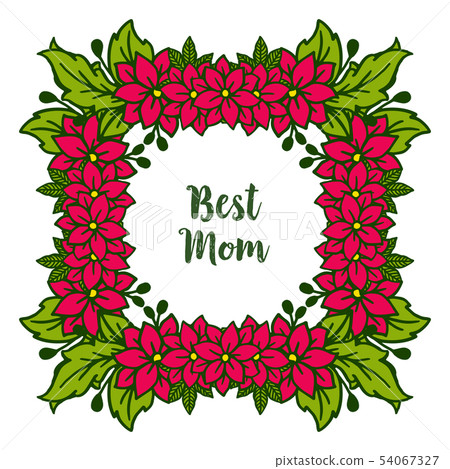 Vector illustration texture red flower frame for decor card of best mom 54067327