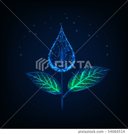 Futuristic glowing low polygonal plant made of... - Stock Illustration ...
