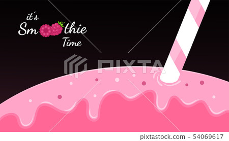 Red smoothie logo, raspberry vitamin drink banner 54069617