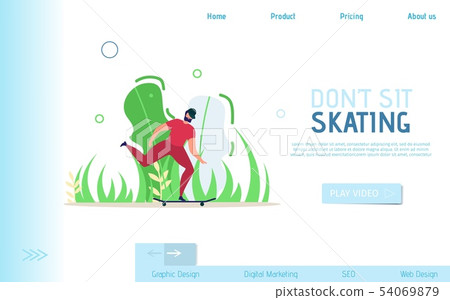 Flat Landing Page Promotes Not Sit and Skating 54069879