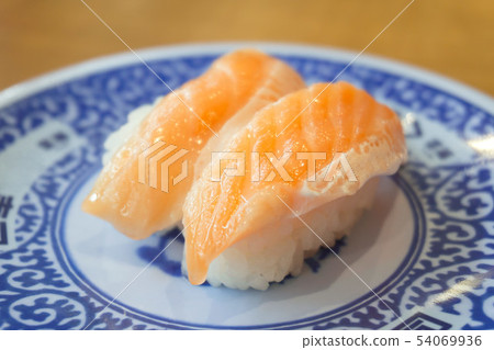 Spinning sushi salmon Spinning sushi salmon 54069936