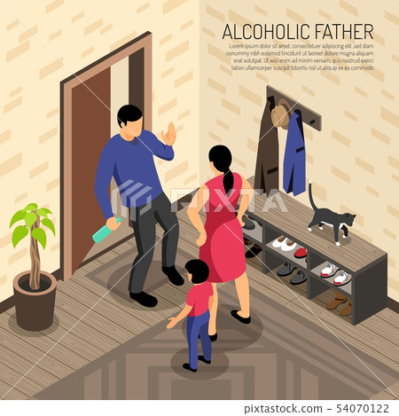 Alcoholic Father Isometric Illustration Alcoholic Father Isometric Illustration 54070122