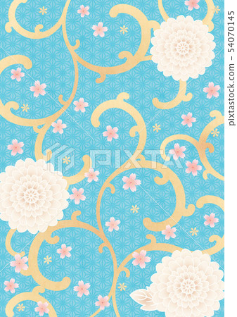 Background material-Japanese pattern, arabesque and cherry 2 tech Background material-Japanese pattern, arabesque and cherry 2 tech 54070145
