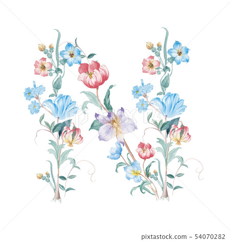 New Qing Qing, watercolor flowers, flowering English letters mother New Qing Qing, watercolor flowers, flowering English letters mother 54070282