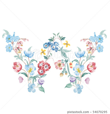New Qing Qing, watercolor flowers, flowering English letters mother New Qing Qing, watercolor flowers, flowering English letters mother 54070295