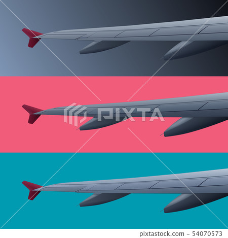 Set of color banners with airplane wing Set of color banners with airplane wing 54070573