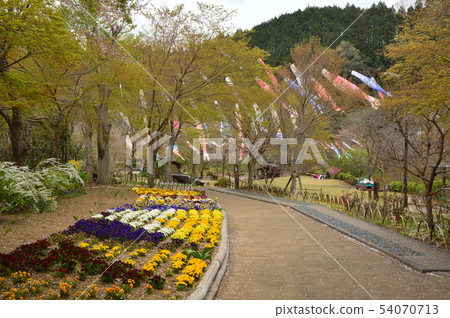 Spring in the village of the evening sun and small village is like this Hachioji city 54070713